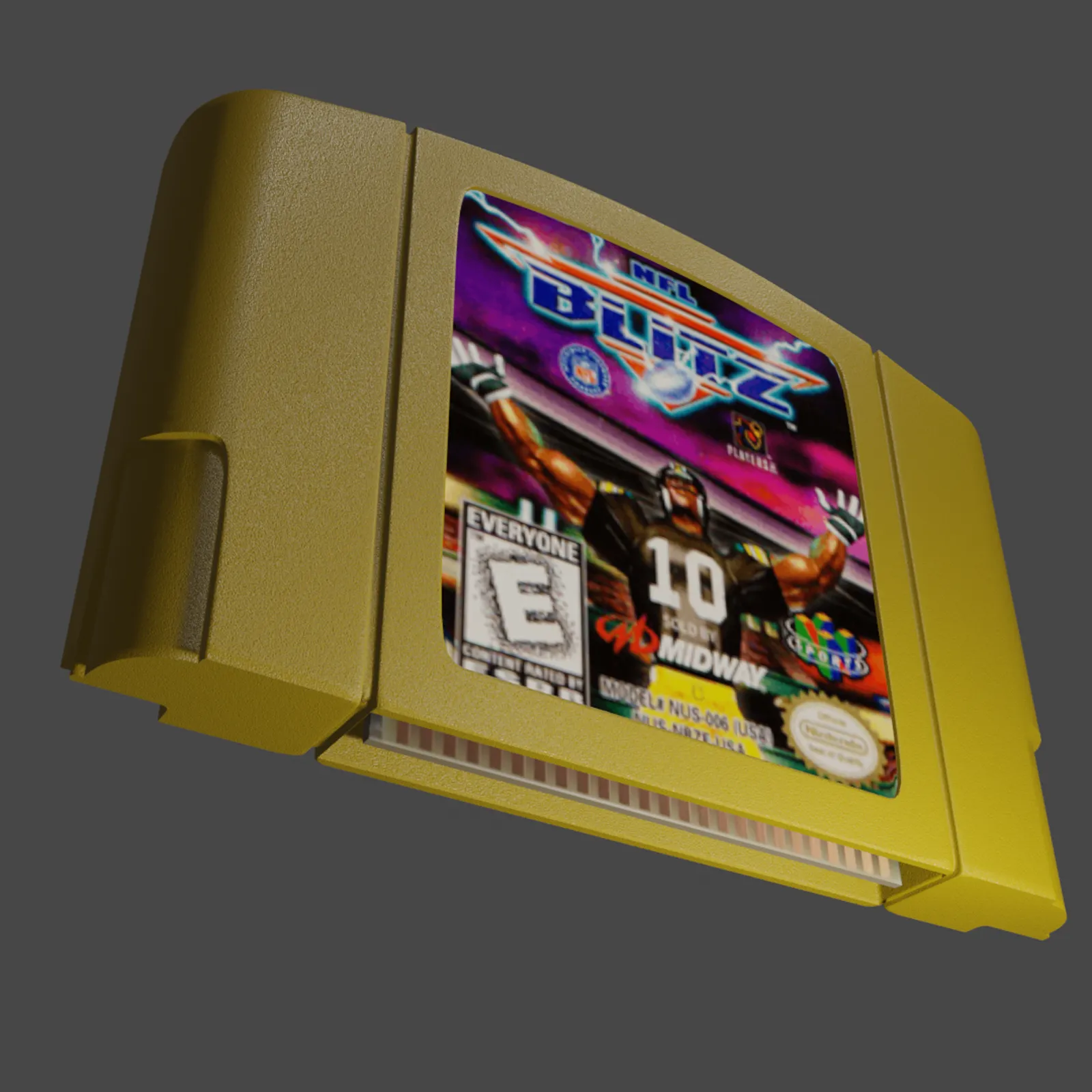 NFL Blitz N64 Cartridge: 3D render by Jaime Gonzalez Jr
